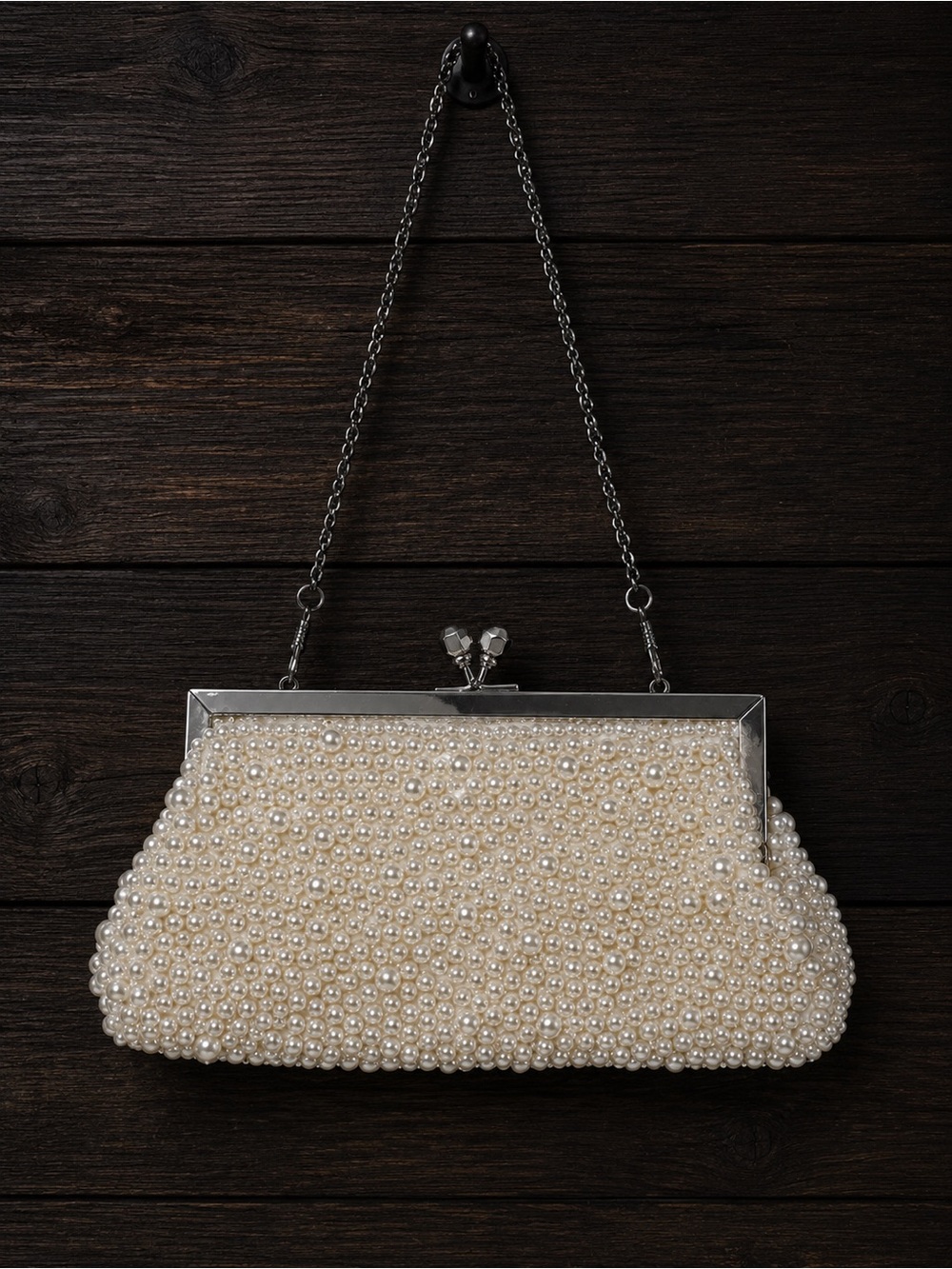 Vintage Pearl Beaded Evening Bag / Clutch